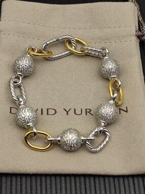 David Yurman Colorful Madison Full Diamond Round Bead Bracelet